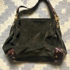 Michael Kors dark green suede purse